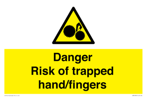 Danger Risk of trapped hand/fingers